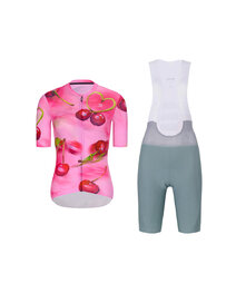 RIVANELLE Krótka koszulka kolarska i spodenki - CHERIE - zielony/różowy